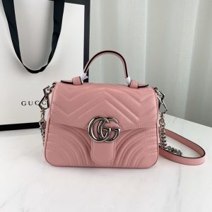 GUCCI GG MARMONT TOP HANDLE BAG<br>구찌 GG 마몬트 탑 핸들백<br>[21x15x8cm 이태리가죽]