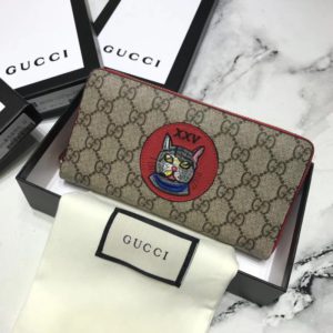 GUCCI GG SUPREME WALLET<br>구찌 XXV 캣 지퍼 장지갑<br><i>19x10x2.5cm</i>