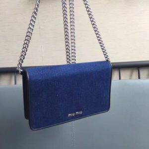 MIUMIU MINI DANIM CROSS BAG<br>미우미우 미니 데님 크로스 백<br>[20x13x4cm]