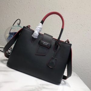 PRADA TWO TONE SOFT LEATHER TOTE BAG<br>프라다 투톤 소프트 레더 토트 백<br>[33x24x14.5cm 이태리가죽]