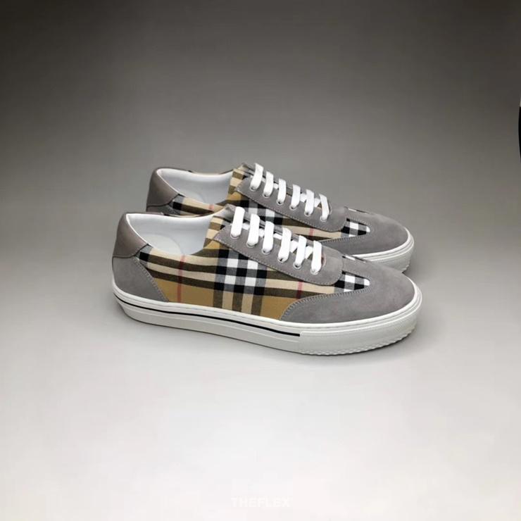 BURBERRY CHECK CANVAS AND SUEDE SNEAKERS 버버리 체크 앤 스웨이드 스니커즈