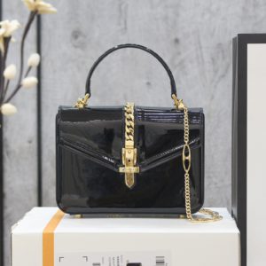 [GUCCI] Sylvie 1969 Patent Leather Top Handle Bag 구찌 실비 페이턴트 가죽 미니 탑 핸들백