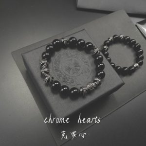 CHROME HEARTS 크롬하츠 실버 비드 흑요석 팔찌