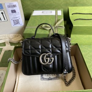 [GUCCI] 구찌 GG 마몬트 다이애그널 미니 탑 핸들 백 583571