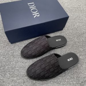 [DIOR] 디올 Mules 블랙 자카드 오블리크 프린트 하프 슬리퍼