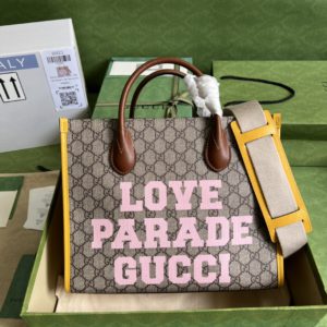 [GUCCI] 구찌 토트백 Love Parade Tote Bag Beige/Ebony in GG Supreme Canvas 680956