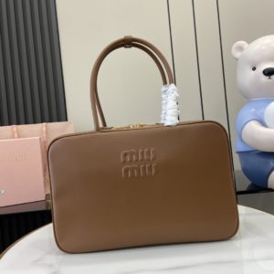 MIUMIU 미우미우 호보백 레더 탑 핸들백 5BB117