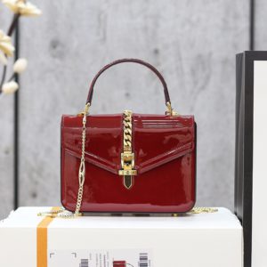 [GUCCI] Sylvie 1969 Patent Leather Top Handle Bag 구찌 실비 페이턴트 가죽 미니 탑 핸들백