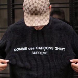 [SUPREME X Comme Des Garçons] 슈프림 X 꼼데가르송 로고 니트 스웨터 SHIRT Tan Sweater
