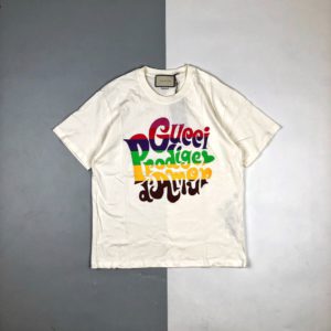[GUCCI] 구찌 21SS 레인보우 레터 로고 프린트 반팔 티셔츠