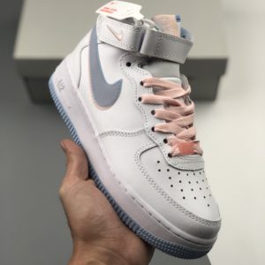 [NIKE] 나이키 에어포스 Air Force 1 Mid LV8 Double Swoosh White Armory Blue Pink CW1574-100