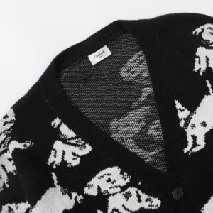 [CELINE] 셀린느 프린트 강아지 자카드 가디건 스웨터