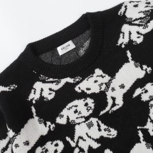 [CELINE] 셀린느 프린트 강아지 자카드 크루넥 스웨터
