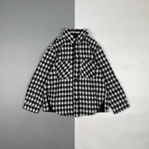 Charlie Luciano 22Fw Woven Plaid Shirt Jacket-Black and White Houndstooth Fabric