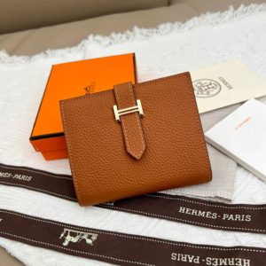 [HERMES] 에르메스 솔리드 컬러 가죽 포켓 세로형 지갑