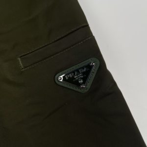 Prada 22Fw Triangular Logo Nylon Functional Trousers-Green-Kanye